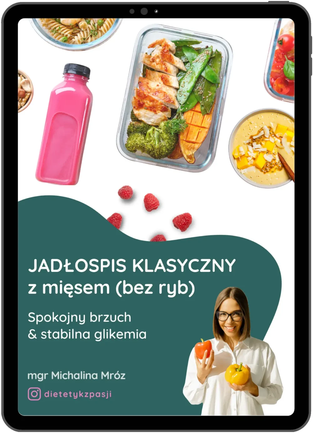 Spokojny brzuch & stabilna glikemia Jadłospis klasyczny bez ryb (E-book) (1600 kcal 3 posiłki)